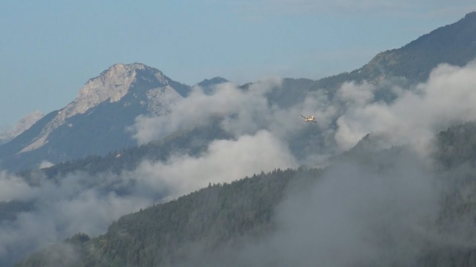 Lozzo di Cadore, interventi anche dall’alto per spegnere l’incendio boschivo