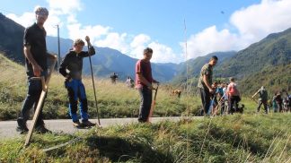 La pratica sostenibile dello sfalcio a mano: gli studenti dell’ Agrario di Vellai all’opera