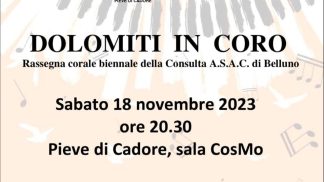 A Pieve la rassegna corale “Dolomiti in coro”