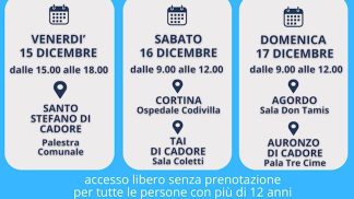 Cadore, Comelico e Agordino: cinque appuntamenti senza prenotazione per il vaccino antinfluenzale