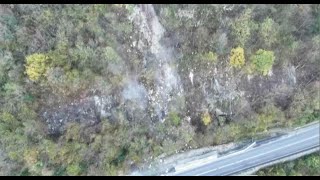 Conclusa la demolizione di un volume roccioso a Caorera, Sp 1 Bis riaperta in anticipo